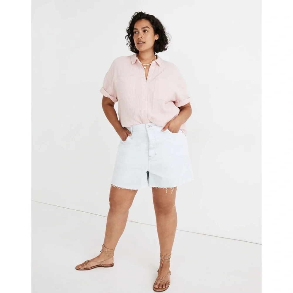 Madewell Pale Blue High-Rise Denim Cutoff Shorts